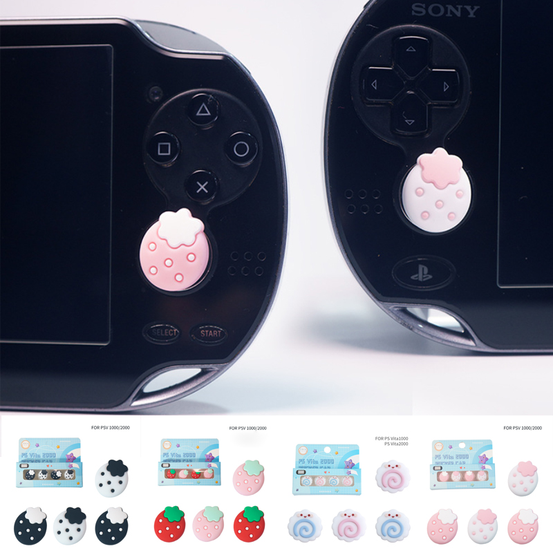 Strawberry Huller - 4 個イチゴソフト親指スティックグリップキャップジョイスティックカバーソニーのプレイステーション Psvita PS Vita PSV