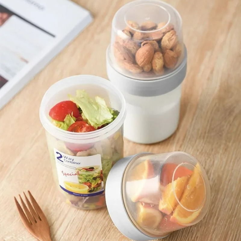 Meal Prep Oatmeal Jars - 朝食用オートミールシリアルナッツヨーグルトサラダカップシール容器セット（フォーク、ソースカップ、蓋、弁当箱、フードテイパー、ボウル、ランチボックス付き）
