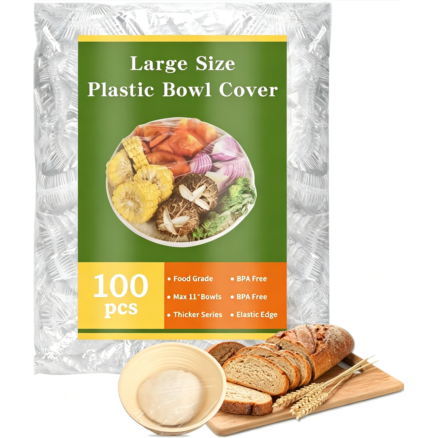 Meal Prep Recipes - 100枚入りサワー種パン発酵用大型伸縮性再利用可能プラスチックラップ、食品保存、ベーキング、発酵、食事準備、発酵用