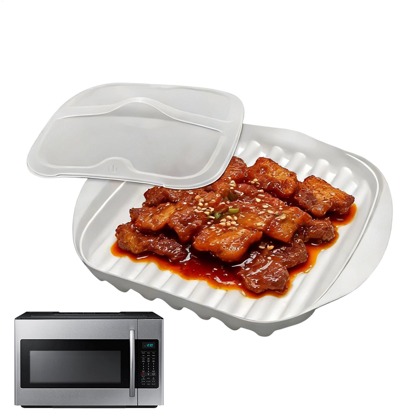 Meal Prep Hot Dogs - ベーコントレイ電子レンジ調理器カバー焦げ付き防止食品グレード急速解凍肉グリルプレートクリスピーコックウェアホットドッグの食事準備用