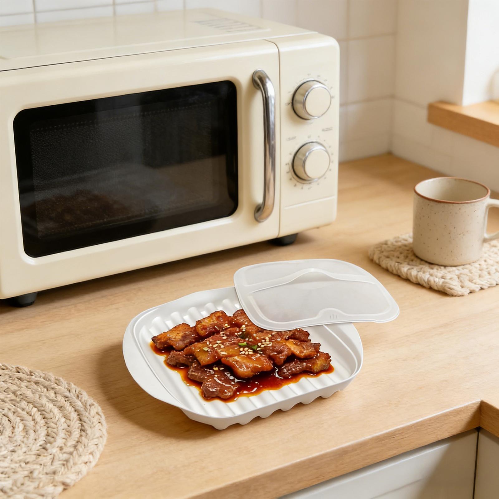 Meal Prep Hot Dogs - 電子レンジ用ベーコントレイ、くっつかないキッチン用品、ベーコン調理器、電子レンジ用、ピザ、肉、ホットドッグ、ソーセージ、タコス、食事の準備に