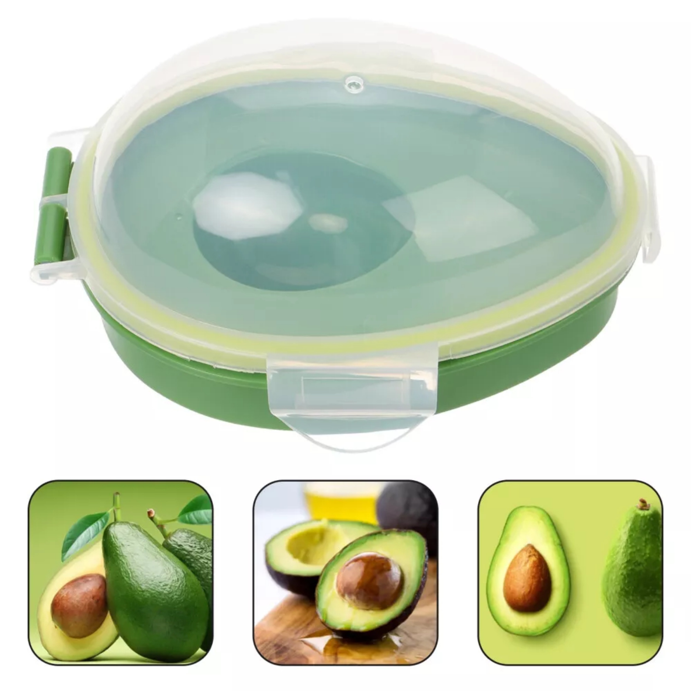 Avocado Keeper Pod - 再利用可能なアボカド保存容器 - プラスチック製フリップトップフレッシュポッド、アボカドキッチン収納ボックス、キッチンアクセサリー