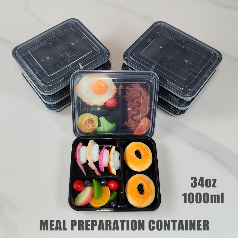 Meal Prep Recipes - 3コンパートメント 34オンス/1000ml、12/35個入り、漏れ防止食事準備容器、個別の食品容器、積み重ね可能、電子レンジ/冷凍庫/食器洗い機対応、オフィスランチ、学校ランチ/ピクニック/ジム/サイクリング/スナック/フルーツ/旅行に最適