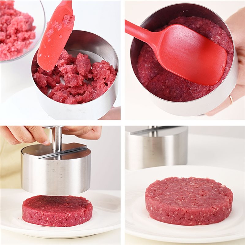 ステンレス製ノンスティック丸型手動ハンバーガーパティメーカー - Rice Ball Mold のレビューと価格