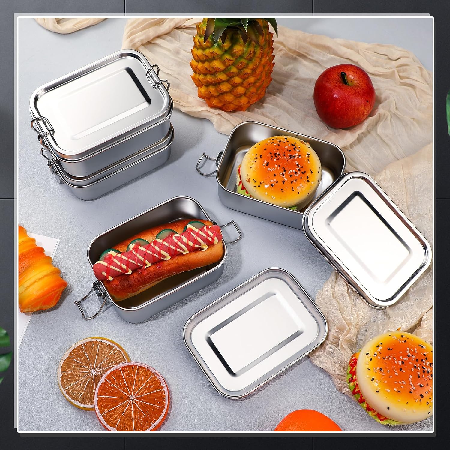 ステンレス製食品保存容器 蓋付き ランチボックス 冷蔵庫オー - Meal Prep Recipes のレビューと価格