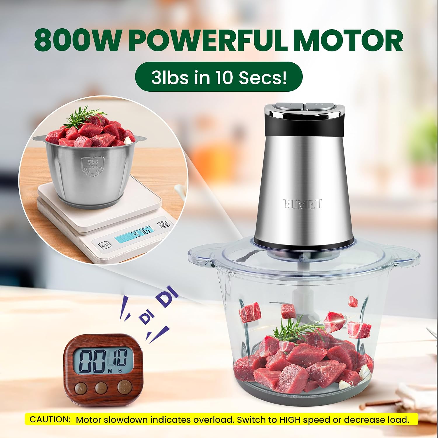 800W 2-12カップフードチョッパー、LEDタイマーと6 - Veggie Chopper Cup のレビューと価格