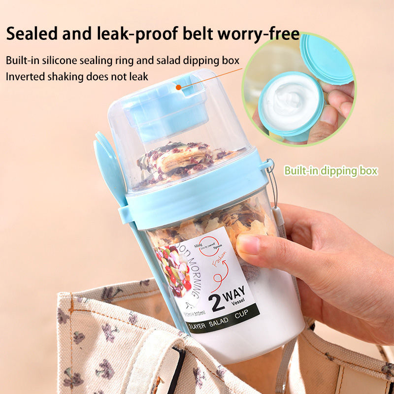 持ち運び可能な朝食サラダカップ 蓋とフォーク付き ヨーグルト - Meal Prep Oatmeal Jars のレビューと価格