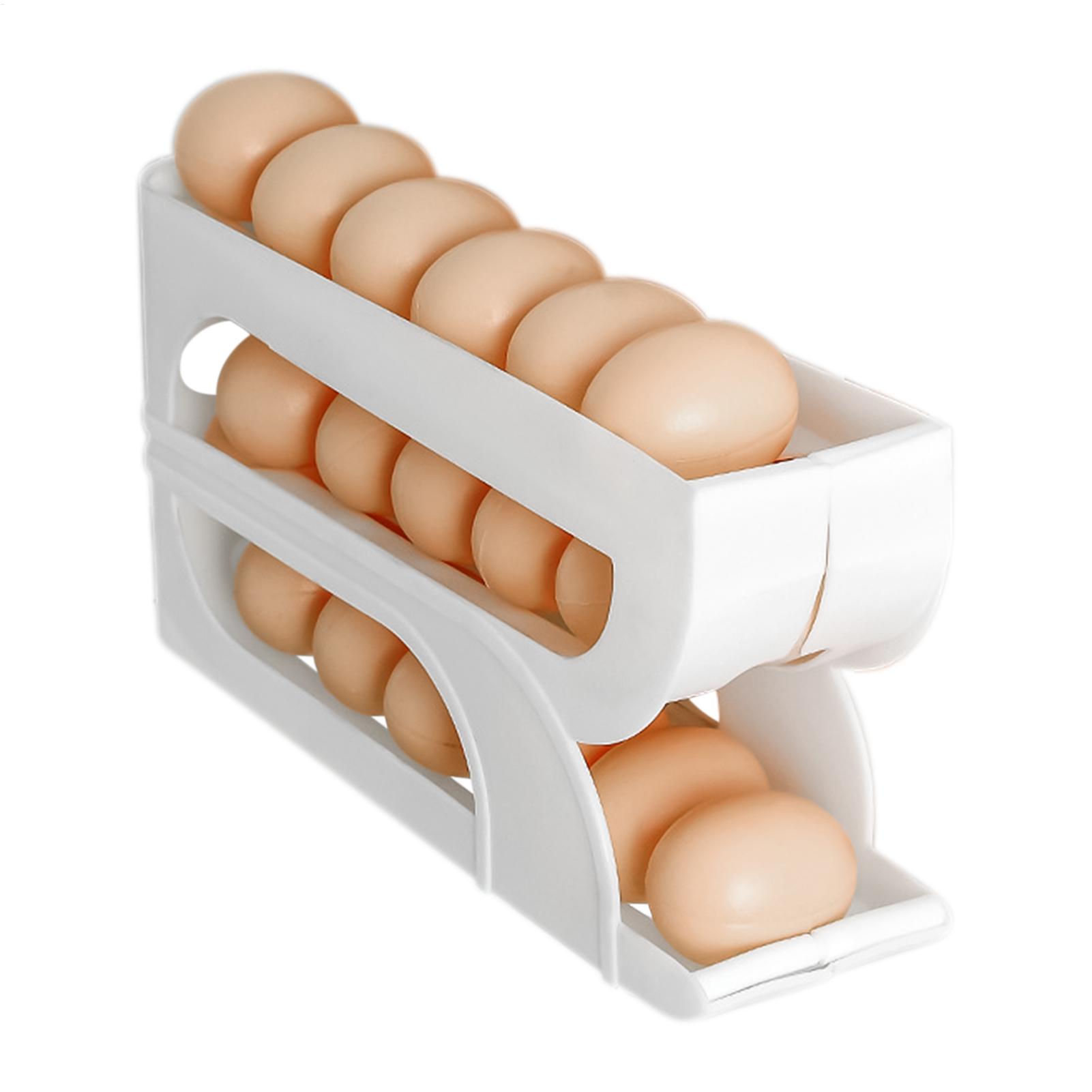 冷蔵庫用卵容器 3段式 自動回転卵容器ラック 食品ホルダー  - Meal Prep Eggs のレビューと価格