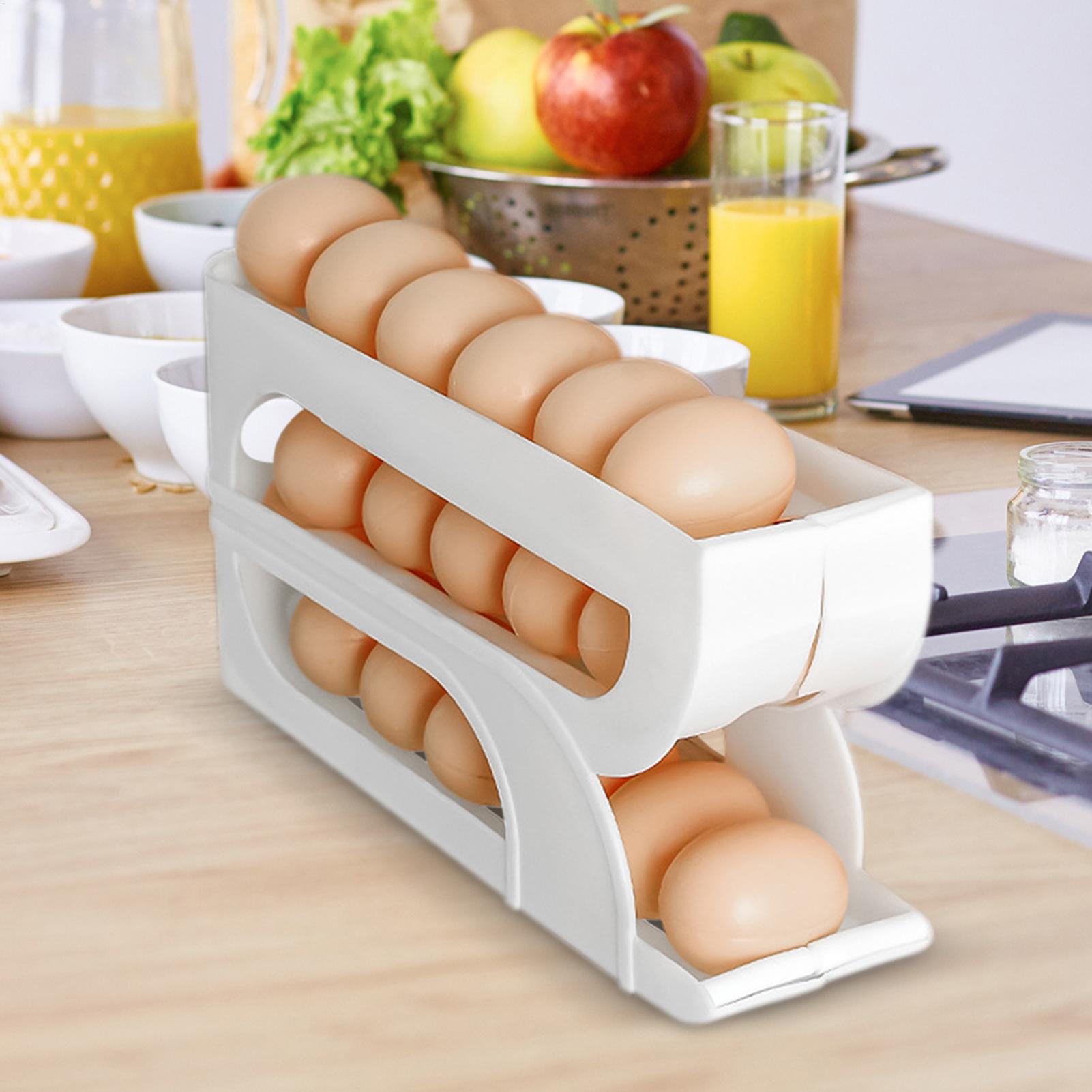 冷蔵庫用卵容器 3段式 自動回転卵容器ラック 食品ホルダー  - Meal Prep Eggs のレビューと価格