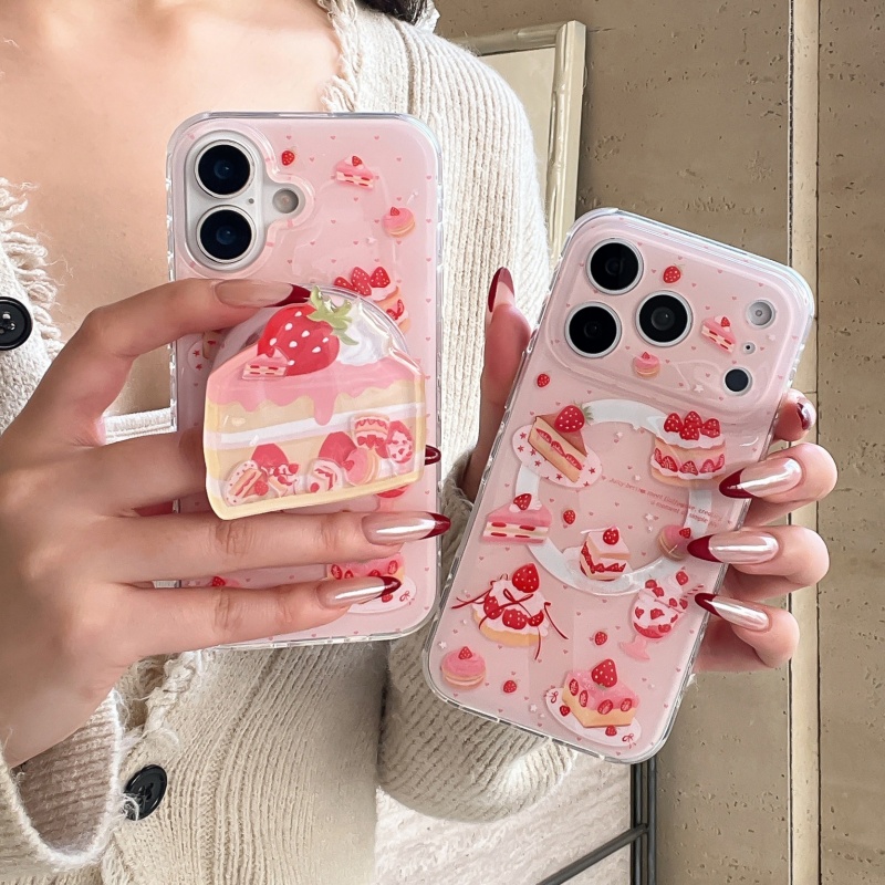 キュートなイチゴケーキ型シェイキングブラケット付きマグネット - Strawberry Huller のレビューと価格