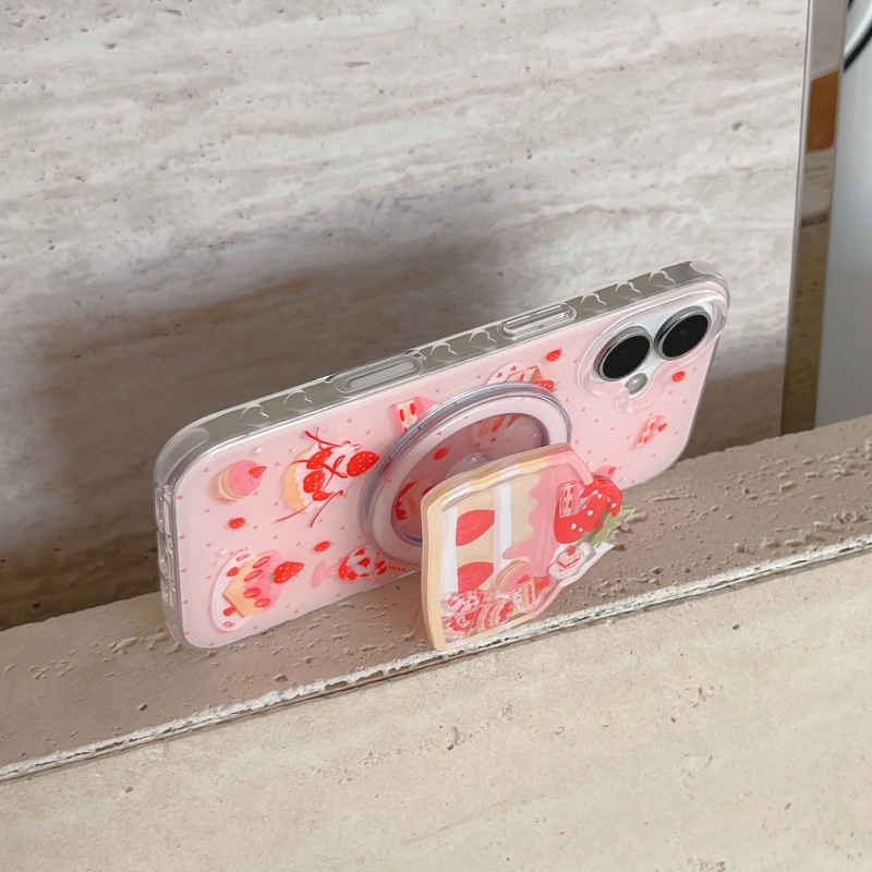 キュートなイチゴケーキ型シェイキングブラケット付きマグネット - Strawberry Huller のレビューと価格