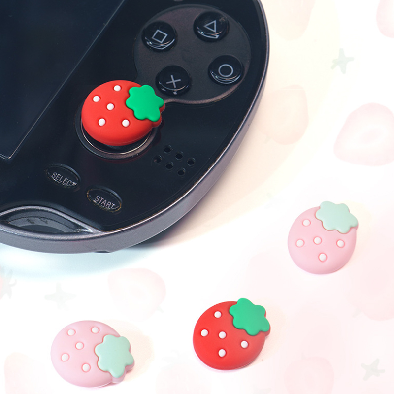 4 個イチゴソフト親指スティックグリップキャップジョイスティ - Strawberry Huller のレビューと価格