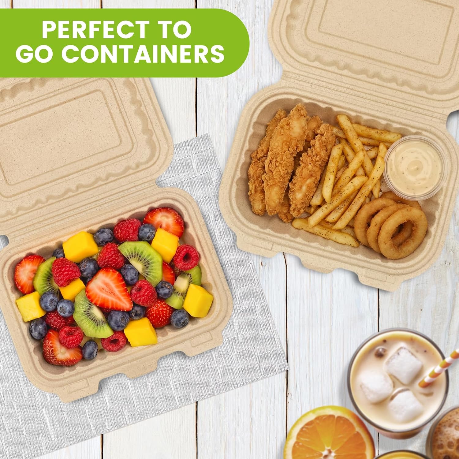 50個入り 16オンス クラムシェル型テイクアウト容器、天然 - Meal Prep Recipes のレビューと価格