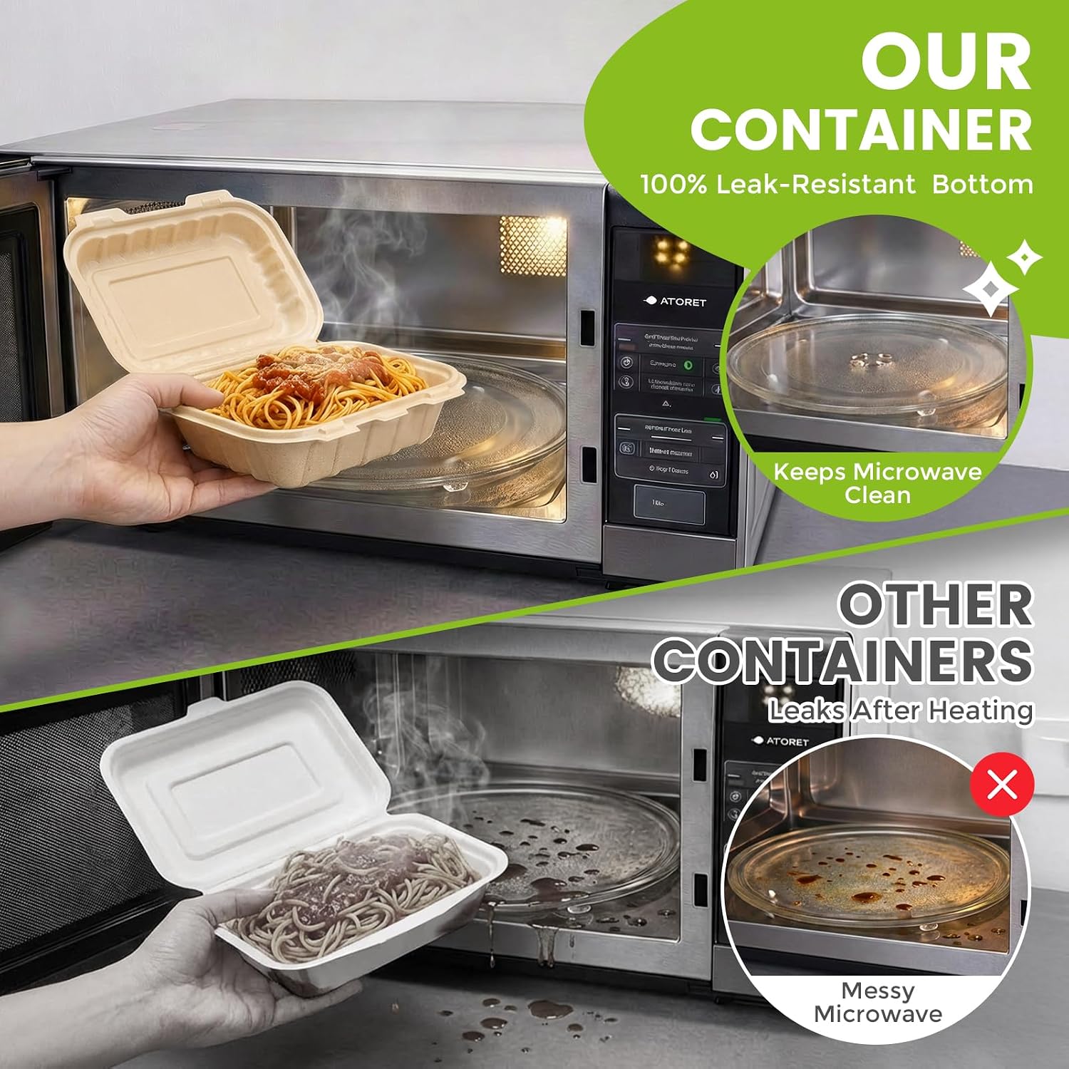 50個入り 16オンス クラムシェル型テイクアウト容器、天然 - Meal Prep Recipes のレビューと価格