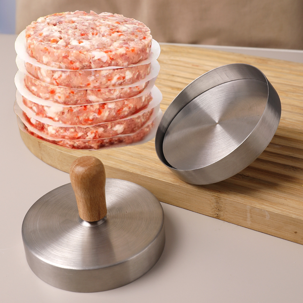 ステンレス製のバーガービーフパティ型、プレスパンケーキ、キッ - Rice Ball Mold のレビューと価格