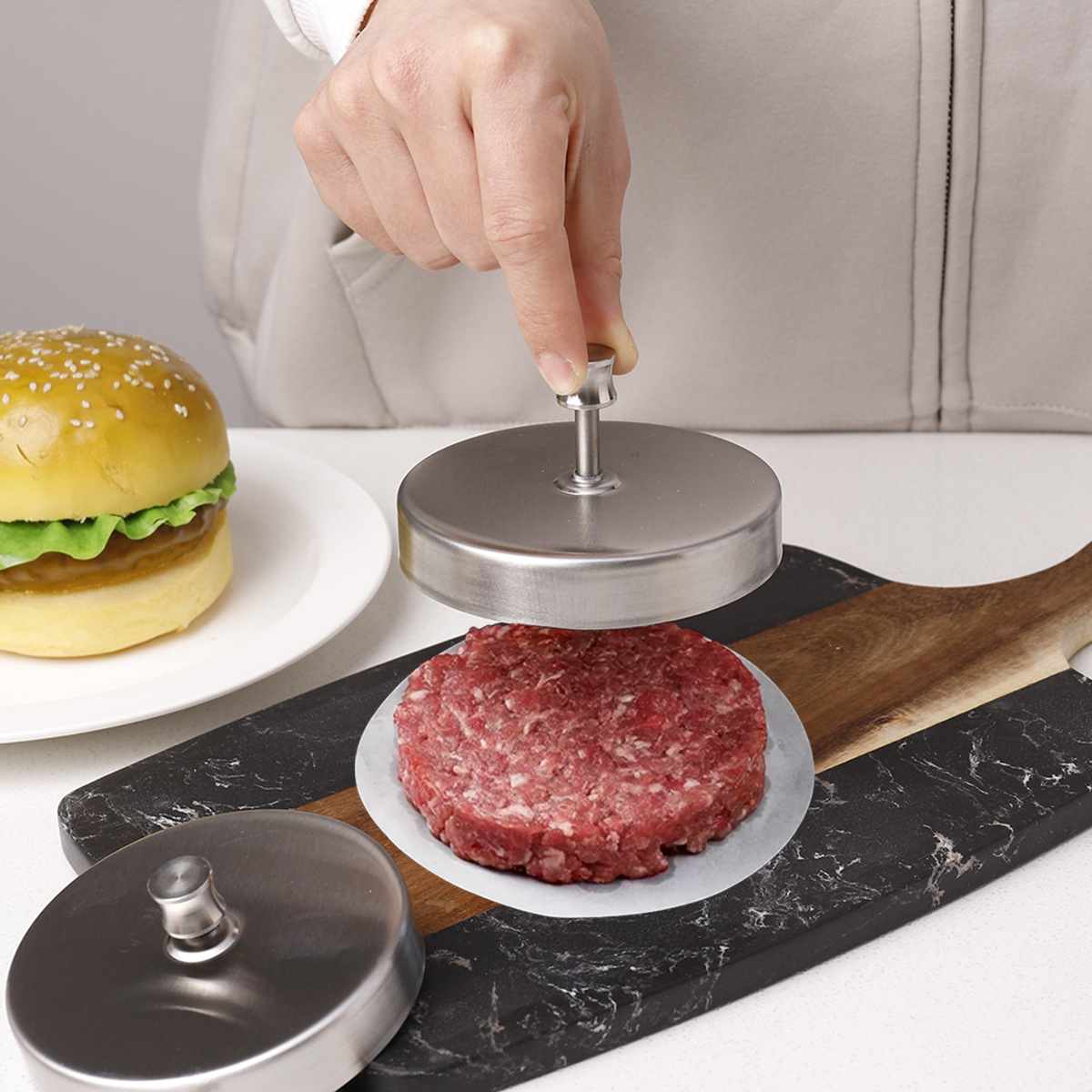ステンレス製のバーガービーフパティ型、プレスパンケーキ、キッ - Rice Ball Mold のレビューと価格