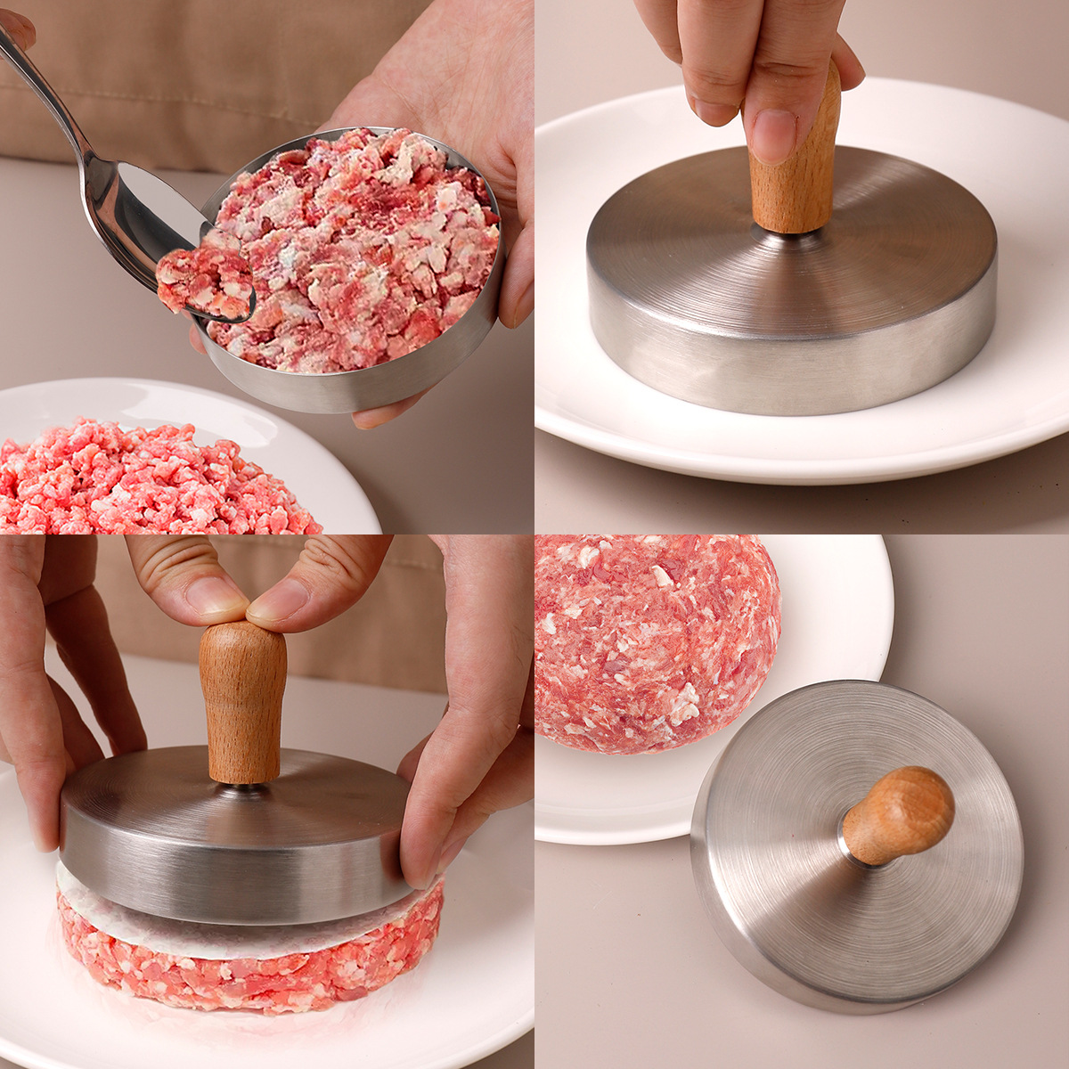ステンレス製のバーガービーフパティ型、プレスパンケーキ、キッ - Rice Ball Mold のレビューと価格