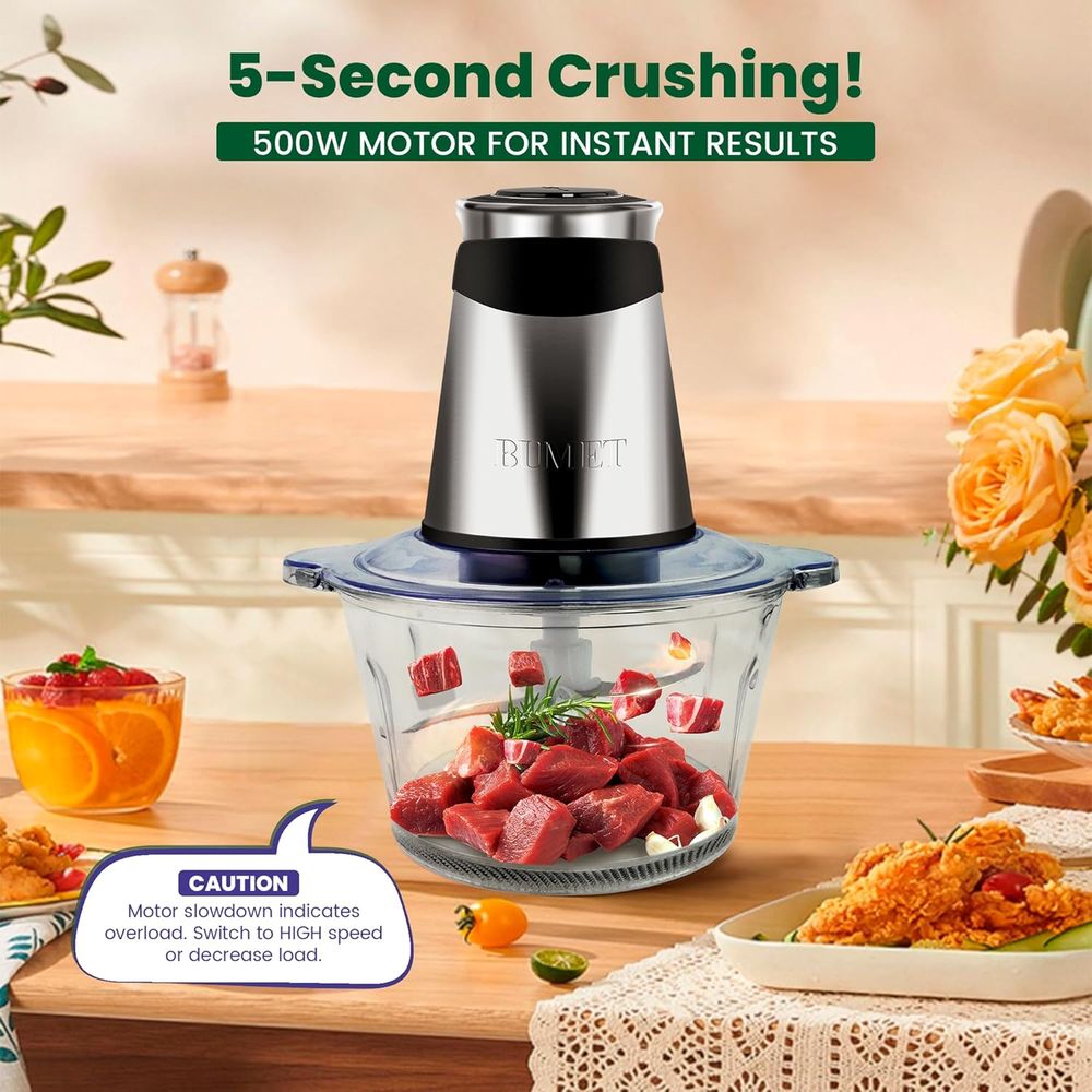 500W ミートグラインダー 2x8カップボウル 2枚刃 グ - Veggie Chopper Cup のレビューと価格