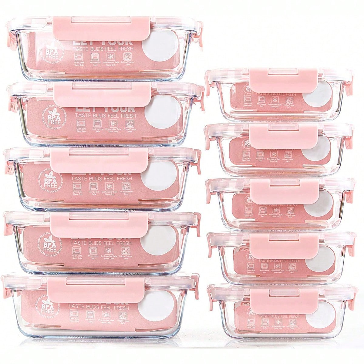 10個入りガラス製ミールプレップ容器、蓋付き食品保存容器、気 - Meal Prep Recipes のレビューと価格