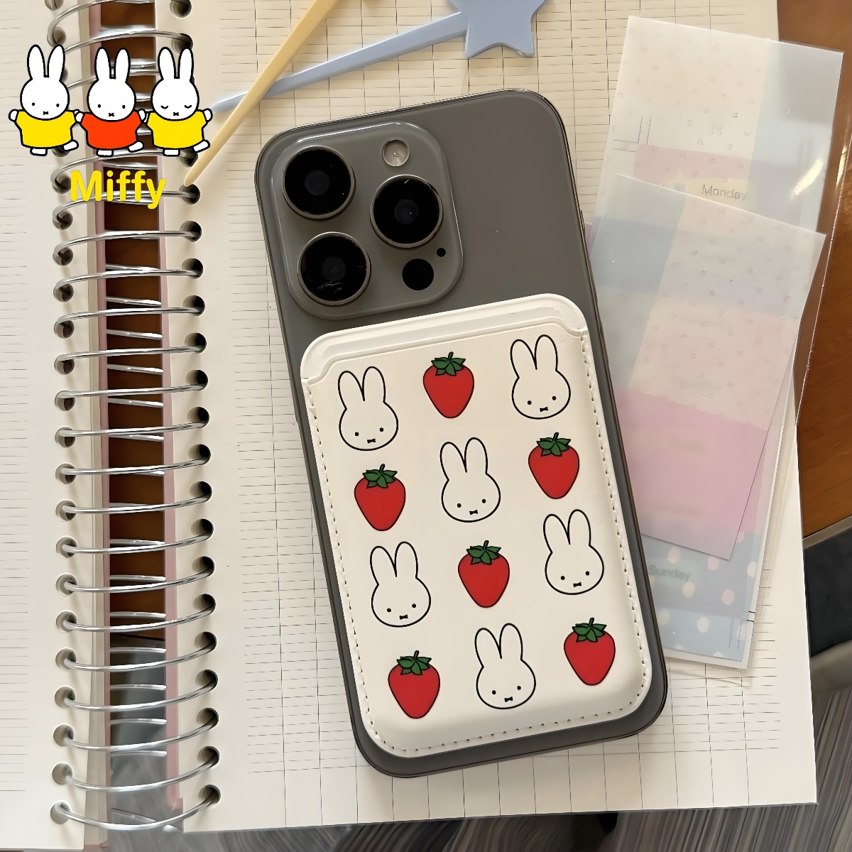 かわいいミッフィーウサギ磁気カードケースキュートな漫画風ライ - Strawberry Huller のレビューと価格