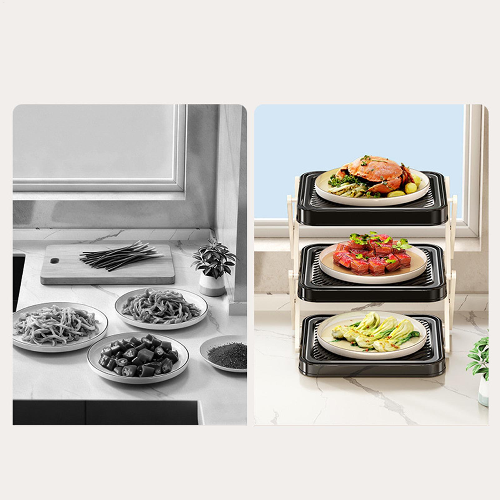 多層食品準備トレイラック 3層プレートオーガナイザー 多機能 - Meal Prep Food のレビューと価格