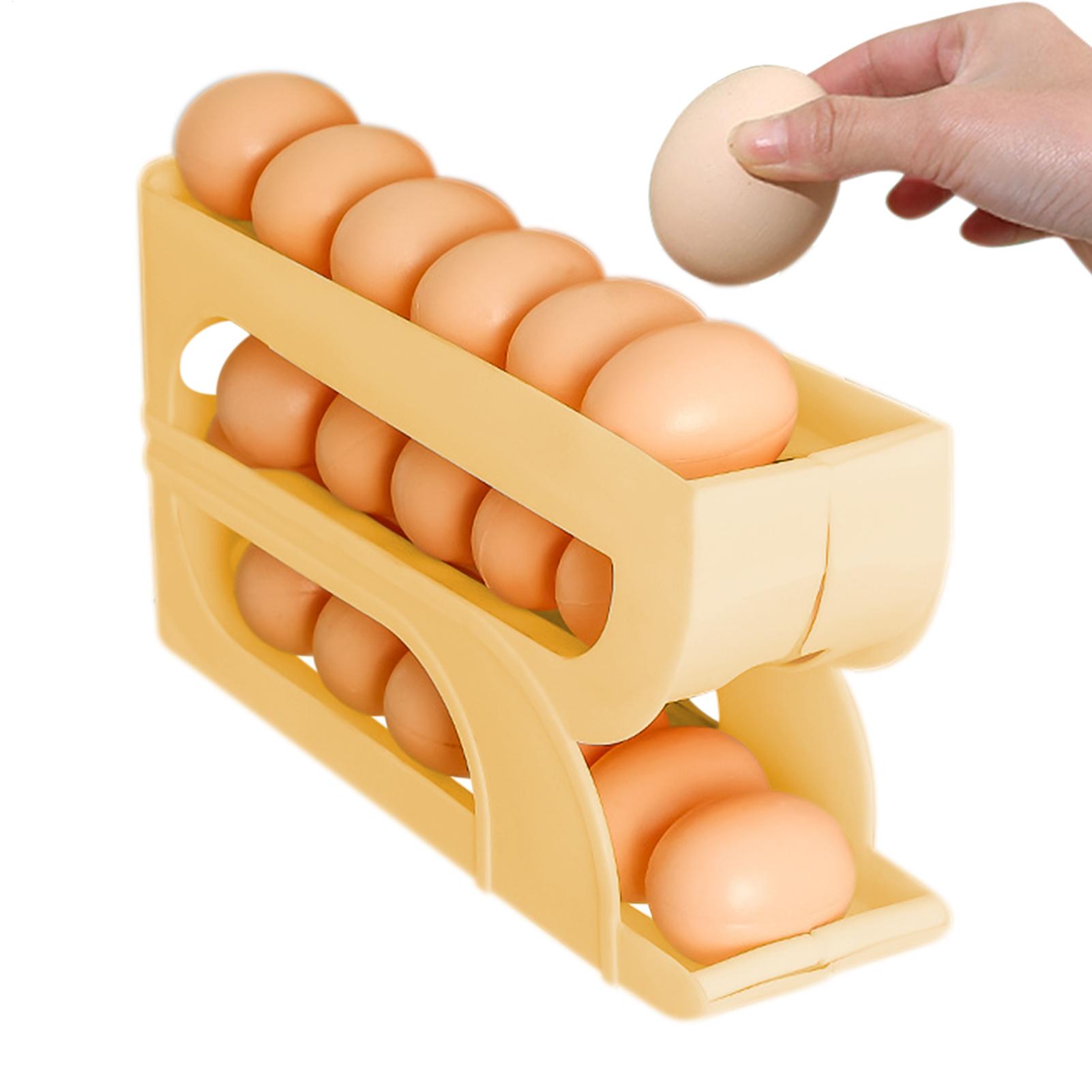 冷蔵庫用卵ホルダー 自動回転式卵容器 冷蔵庫サイドドア収納ボ - Meal Prep Eggs のレビューと価格