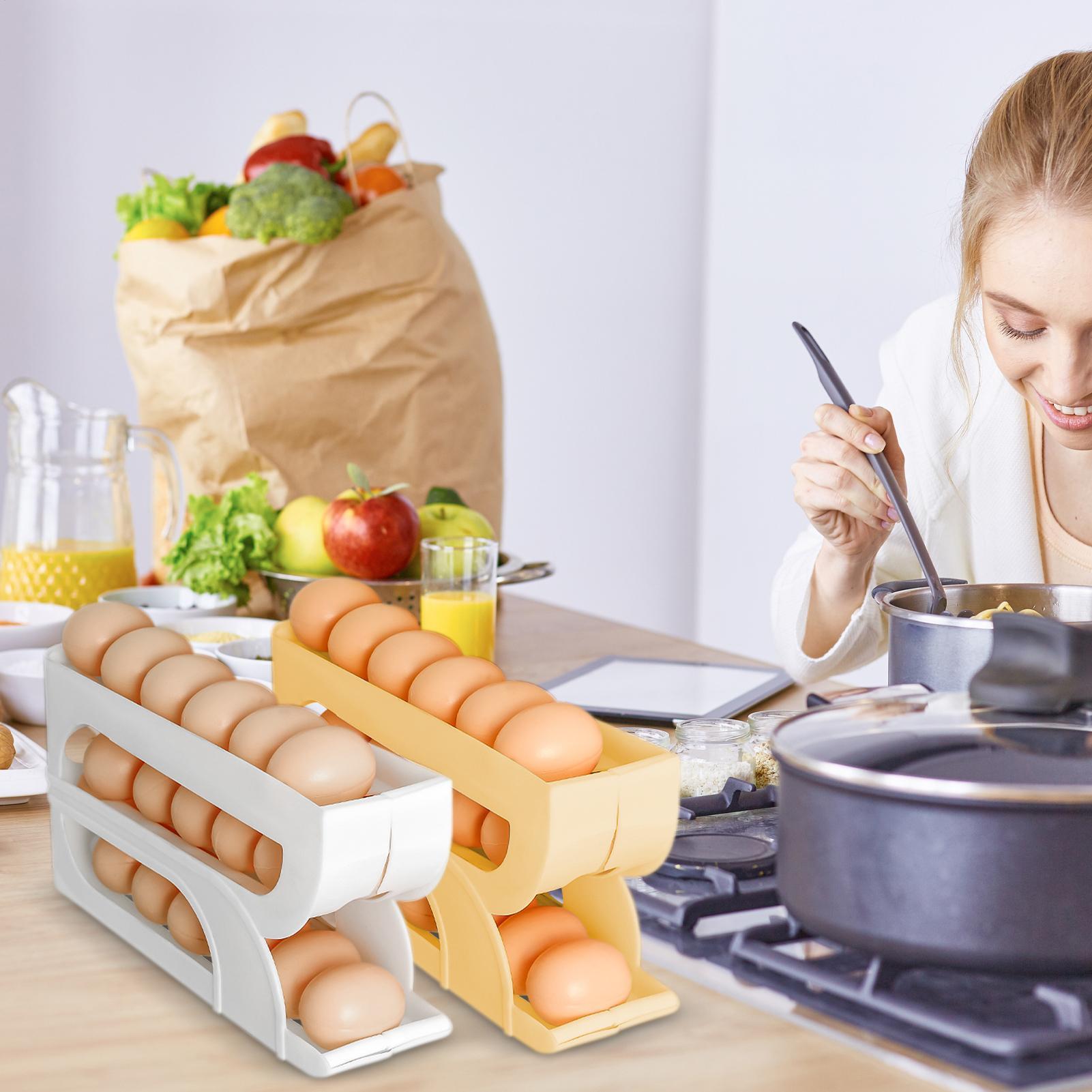 冷蔵庫用卵ホルダー 自動回転式卵容器 冷蔵庫サイドドア収納ボ - Meal Prep Eggs のレビューと価格