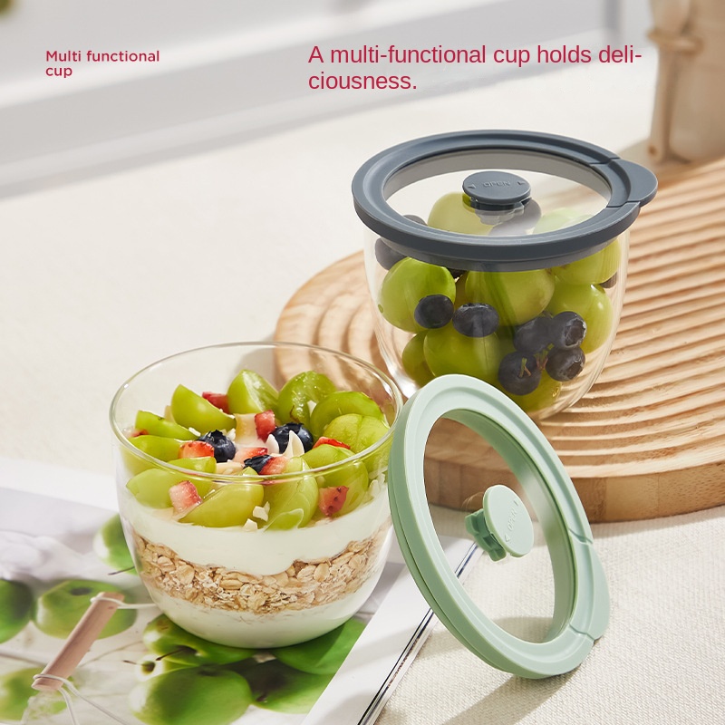 ガラス製オーバーナイトオーツ容器、気密性のある通気蓋付き、朝 - Meal Prep Yogurt Bowl のレビューと価格