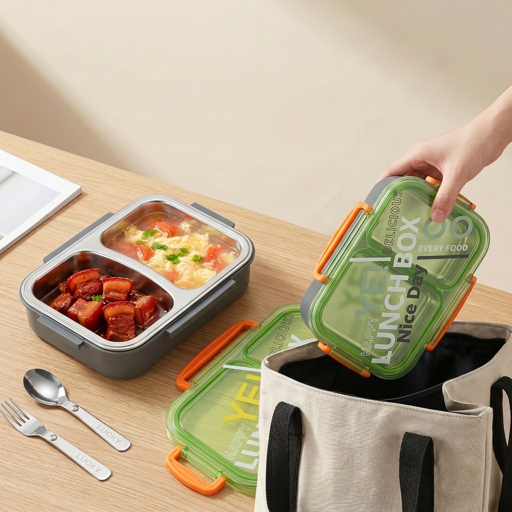 電子レンジ対応304ステンレス製弁当箱、仕切り付き食品保存容 - Meal Prep Recipes のレビューと価格