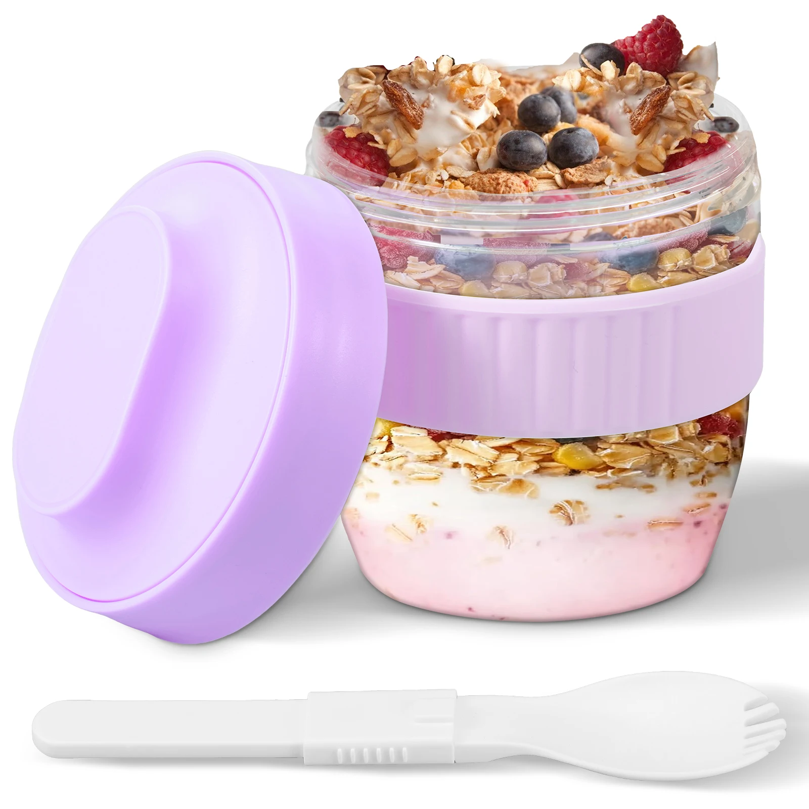 二層構造のオーバーナイトオーツ容器、蓋とスプーン付き、再利用 - Meal Prep Oatmeal Jars のレビューと価格