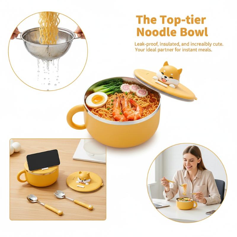 ステンレス製インスタントラーメンボウル 蓋付き 1000ml - Meal Prep Recipes のレビューと価格